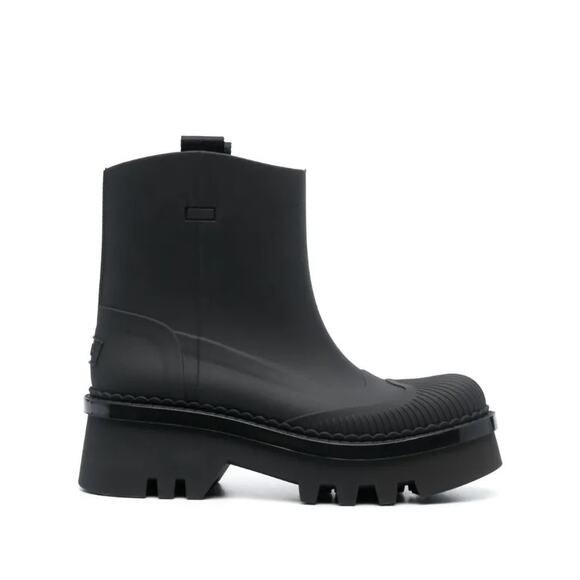 Chloé Raina 55mm Slip-On Boots Black Rubber Lug Sole EU 39 / US 8 - Picture 1 of 9